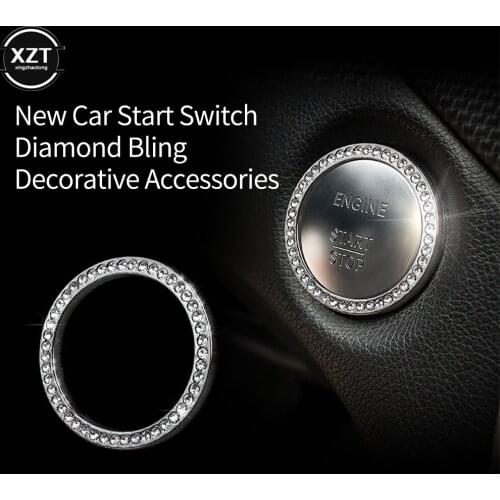 One-click Start Button Decoration Ring Hand-set Diamond Crystal Drill Ignition Ring Circle Sticker Car Interior Car Accessories