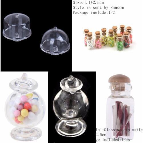 1/12 Scale Dollhouse Miniature Glass Candy Bottle With Cork Home Decor