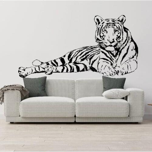 Cartoon Sleeping Tiger Beast Animal Wall Sticker Bedroom Kid Room Safari Africa Jungle Animal Tiger Wall Decal Playroom Vinyl