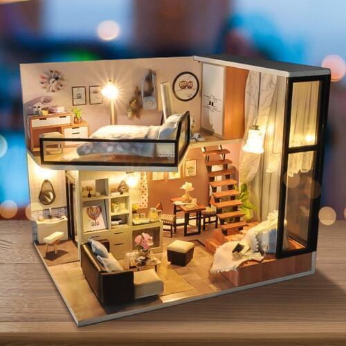 New Diy Miniature Dollhouse Wooden Miniature Handmade Doll Houses Furniture Model Kits Box Handmade Toys For Children Girl Gifts