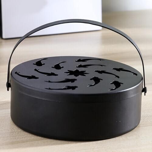 Fireproof Mosquito Coil Box Wrought Iron Hollow Retro Portable Portable Mosquito Incense Burner Garden Mosquito Coil Box