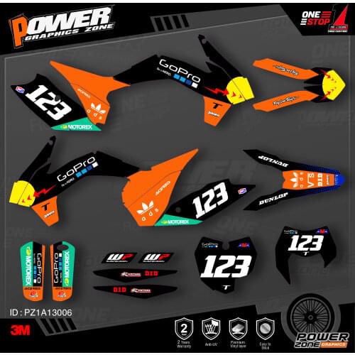 PowerZone Custom Team Graphics Backgrounds Decals 3M Stickers Kit For KTM SX SXF MX 13-15 EXC XCW Enduro 14-16 125 to 500cc 06