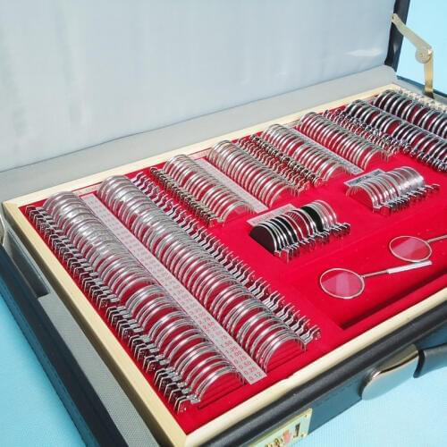 High quality A Grade 266 Trial Lens Set Trial Lens Case 36.5 Full Size Lens Shiny Metal Rim Clear Axis Marking