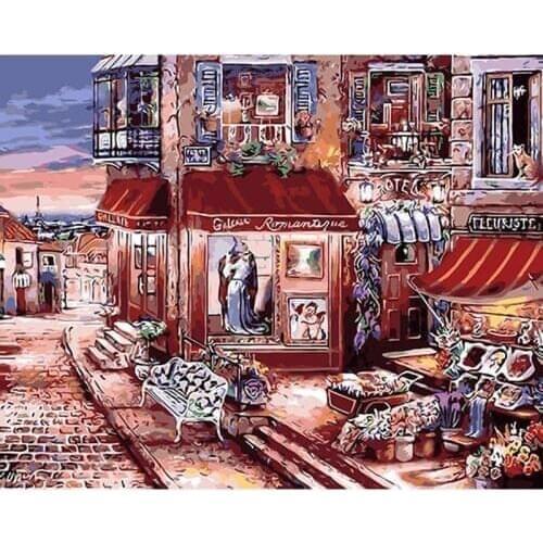 Quadros Digital DIY Oil Painting Coloring By Numbers Hand painted Home Decor Painting By Numbers Fairy tale street DY496