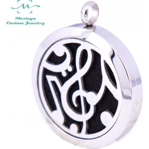 With Shiny Chain!10pcs Music note Aromatherapy/Essential Oils 316L S.Steel Perfume Diffuser Locket pendant Necklace