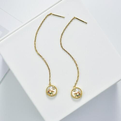 E Jewelry 18K Gold Plated 925 Sterling Silver Fireworks drop Earring for Women Elegant Fashion charm Jewelry Gift 2019