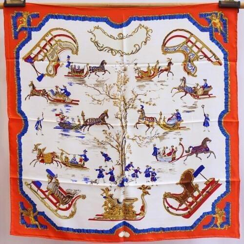 Court Carriage Drew the Sledge Silk Twill Scarf Square Scarves Neck Wear Accessory Shawl Clothing Pashmina Wholesale FJ158