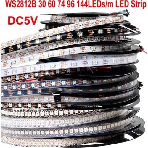 5V 30/60/74/96/100/144LEDs/m WS2812B Pixel RGB LED Strip WS2812 Flexible Tape Digital Christmas Light WS2811 TV SMD Arduino Lamp