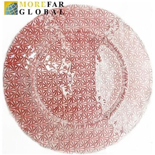 Greatful Glass Design Charger Plate For Party Wedding Decoration Banquet Pink Fancy Event Dinner Plates