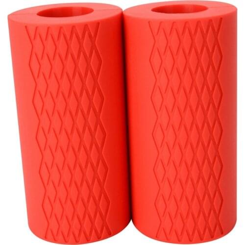 High Quality Silicone Barbell Grips Anti-slip Arm Fitness Dumbbell Wrap for Weight Reduce Wrist Pressure Weight Lifting Parts