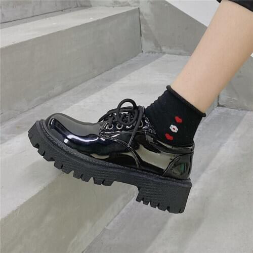 Japanese Lolita Shoes Mary Jane Pu Leather Jk Love Girl Student Kawaii Sweet Round Head Waterproof Black Shoes Anime Cosplay