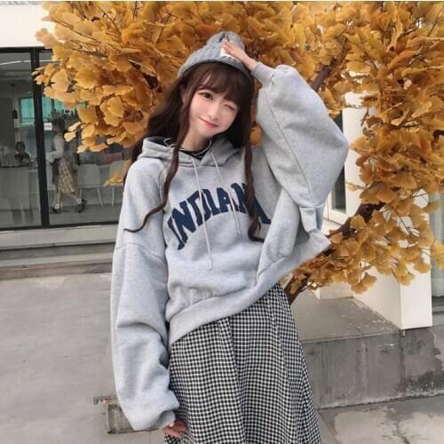 Hoodies Women Hooded Oversize Thick Plus Velvet Loose False Two-piece Letter Print Womens Hoodie All-match Leisure Simple Trendy