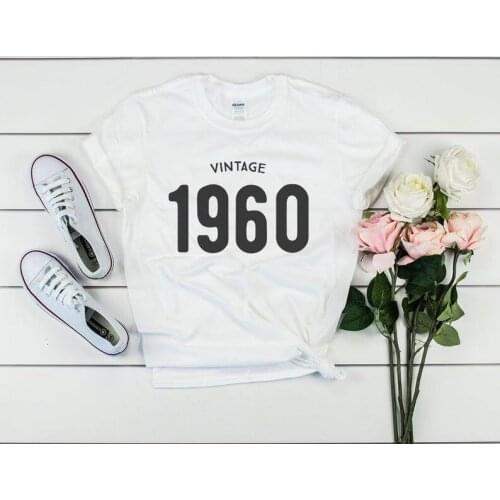 Vintage 1960 Birthday T Shirt Fashion 61th Gift Cotton Women Tshirts Plus Size Short Sleeve Top Tee Casual O Neck Graphic Shirts