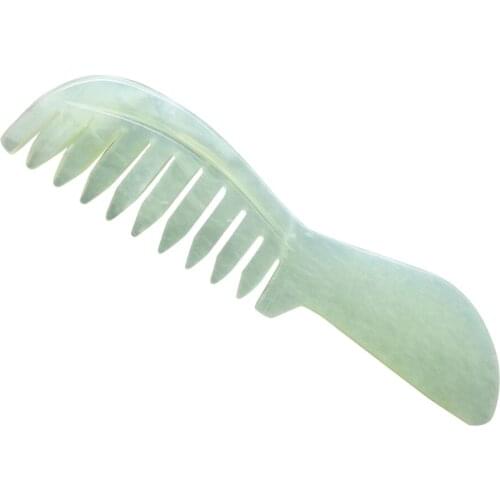 1pc Natural Jade Stone Massage Comb Scraping Head Soothing Nerve Jade Massage Spa Comb Easy To Use Porable Hair Care Tool