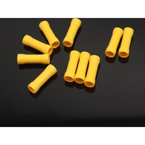 10/30/50/100pcs BV1.25 BV2 BV5.5 Assortment Insulated Straight Wire Butt Connector Electrical Crimp Terminals Red Blue Yellow