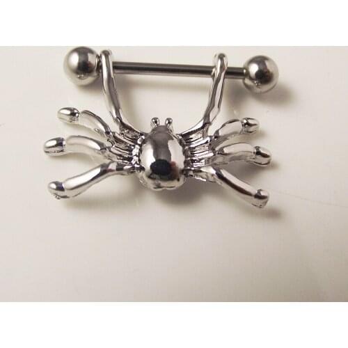 2piece 316L Surgical Steel Sexy Gold Spider Mamilo Rings Nipple Ring Barbell Body Piercing Jewelry Nipple Bar ring Women Gift