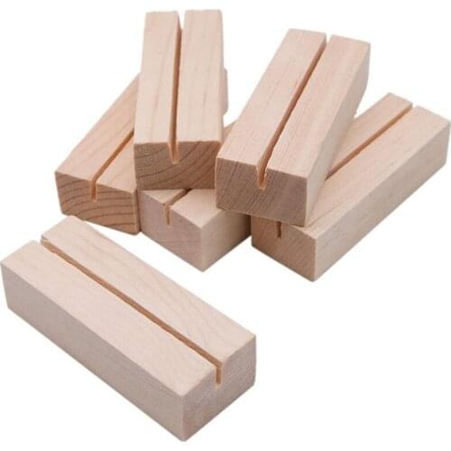 20 Pieces Wood Place Card Holders, Wooden Table Number Holder Memo Stand Clamps Stand Card Desktop Message Crafts for Wedding Di