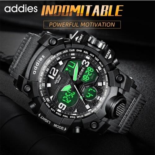 2021 Sport Watch Men Dual Display Analog Quartz Outdoor 50M Waterproof Shock Military Watches For Mens Women relogio masculino