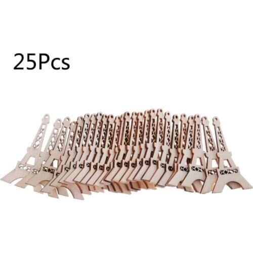 25pcs Cut Wood Embellishment Wooden Eiffel tower Shape Craft Wedding Deco