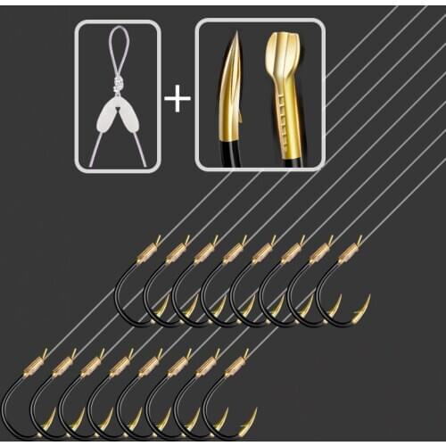 8 Pairs carbon steel luminous fishing hooks double barbed hook with nylon line carp fishing anzol accessories