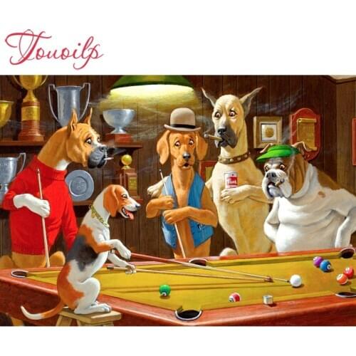 5d Dog playing billiards 5d Diamond painting square/round drill Embroidery cross stitch mosaic rhinestones painting,decoration