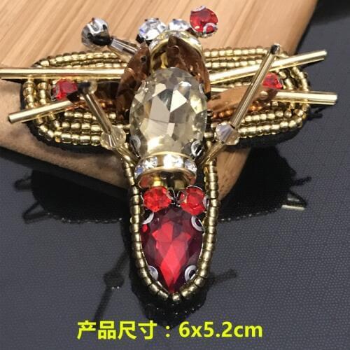 3D Handmade bee rhinestone beaded Patches for clothes bags hats DIY sew on animal parches Embroidery appliques decorative patch