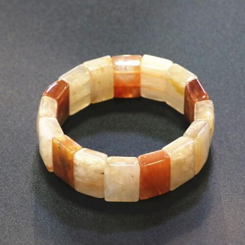 Geometry Beads Beaded Bracelet Bangle For Women 14x20mm Yellow Natural Stone Jades Chalcedony Luxury Manual Jewels 7.5inch B3280