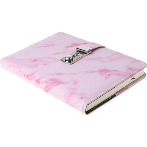 A5 Marble Texture Notebook Password Lock Notebooks Leather Notepad Agenda Weeks Diary Month Planner School Stationery Gi