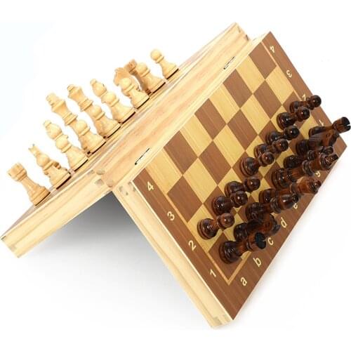 Large Magnetic Wooden Folding Chess Set Felted Game Board 39cm*39cm Interior Storage Adult Kids Gift Family Game Chess Board