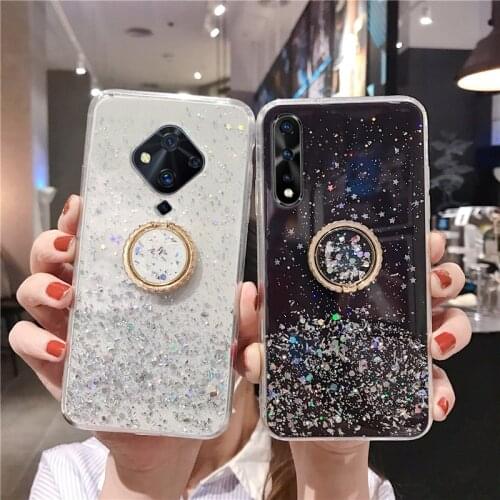 Shiny Starry Ring Stand Phone Case For Vivo iQOO V17 Neo Z1 V15 V11 X27 X30 Pro Cover For Vivo S5 S1 Nex 3 Y17 Y15 Y19 Y12 Y95