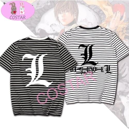 COSTAR Anime DEATH NOTE Yagami Light L Logo Cosplay Printed Soft Wearing Fashion T-shirt Harajuku Unisex Tees