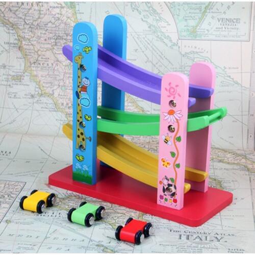 Creative Wooden toys Block small car Play on the slide Orbit inertia roller coaster Toys for Children Novelty toys juguetes