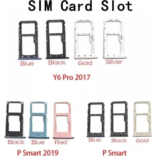 For Huawei Y6 Y7 Pro 2017 P Smart 2019 Nano Sim Card Holder Tray Dual TF SD Card Slot Replacement Parts