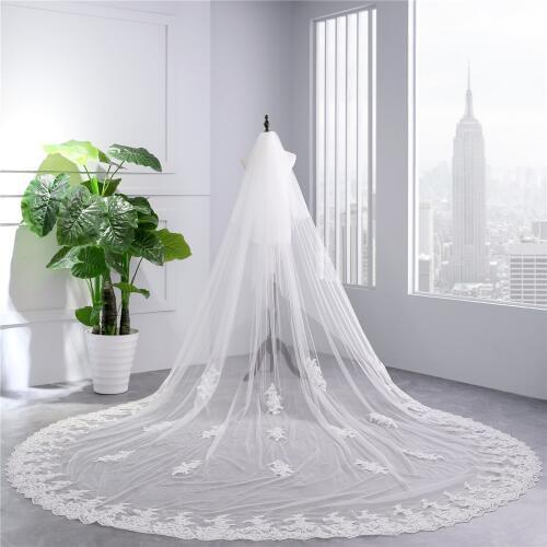3.5*3 Meter White/Ivory Two layers Cathedral Wedding Veils Bridal Veil with Comb Wedding Accessories EE61