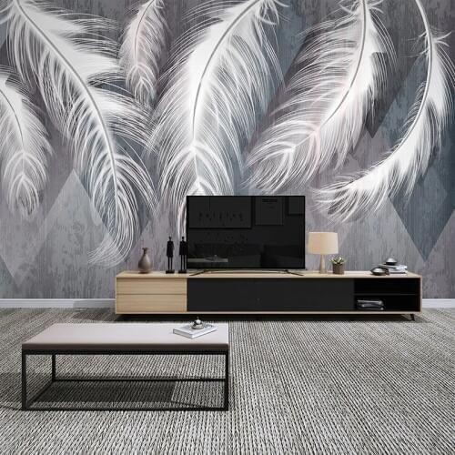 Custom Photo Mural White Feather Modern 3D Creative Living Room Sofa Bedroom TV Background Home Decor Wall Painting Wallpaper