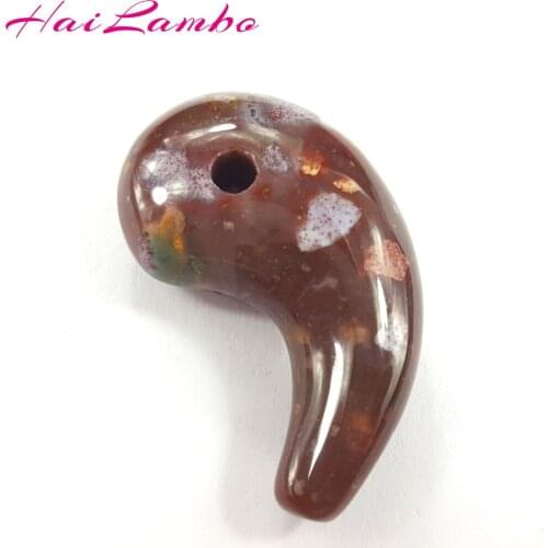 HaiLambo Natural Indian Agates Hand Carved Magatama Pendant Comma Beads Classic Amulet Jewelry Pendants Bead for Gift GY07