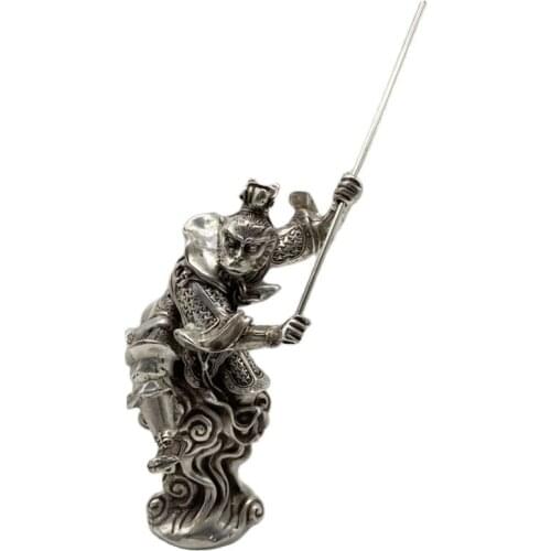 Chinese Old Tibet Silver Carving Sun WuKong
