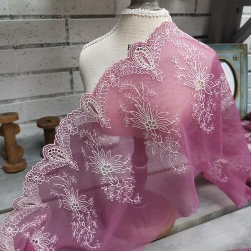 10Meters Embroidery Lace Trim Soft Mesh Tulle Lingerie Underwear Sofa Curtain Clothes Accessories Bra Sewing Fabric 19cm Wide