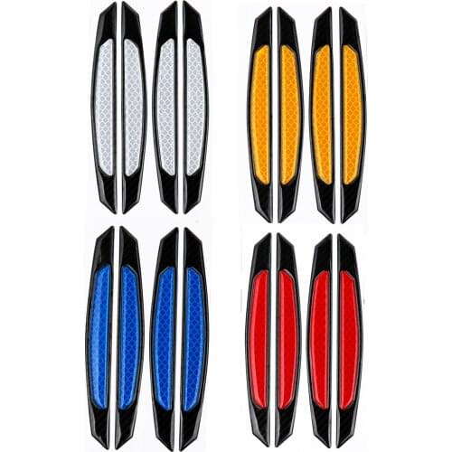 LEEPEE Car Door Bumper Sticker Car Reflective Strip Auto Side Anti-scratch Strip 4 Pcs/pack Anti-collision Warning Safety Mark