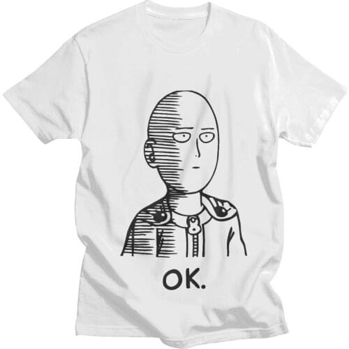 Male Ok Hero One Punch T-Shirt Streetwear Saitama Tshirt Short Sleeve Cool T Shirt Homme Cotton Tee Tops Gift Idea