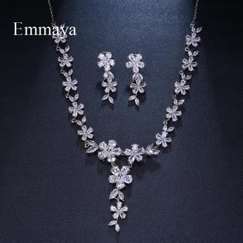 Emmaya Bridal Jewelry Sets Plant Jewellery With Zircon Set of Earrings Pendant Necklaces Gift Party for Woman Jewelry Gift