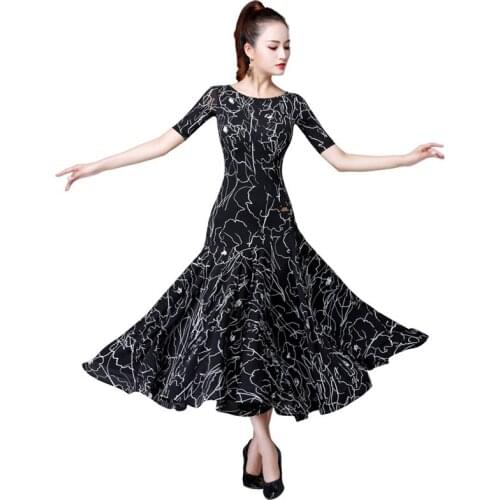 New Modern Dress Ballroom National Standard Dance Wear Quality Costume Waltz Dancing Dresses Competition Adult Printing