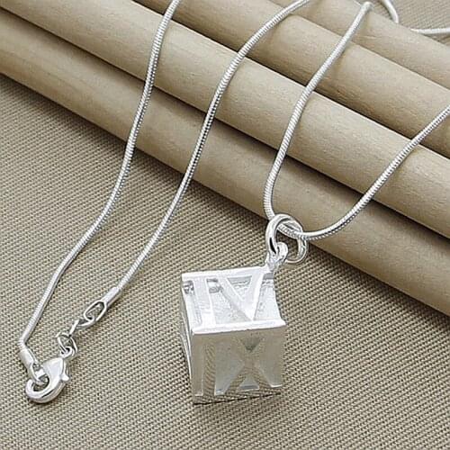 Top Quality 925 Sterling Silver Roma Geometric Pendant Necklace Women Men Vintage Chain Necklace Fine Jewelry