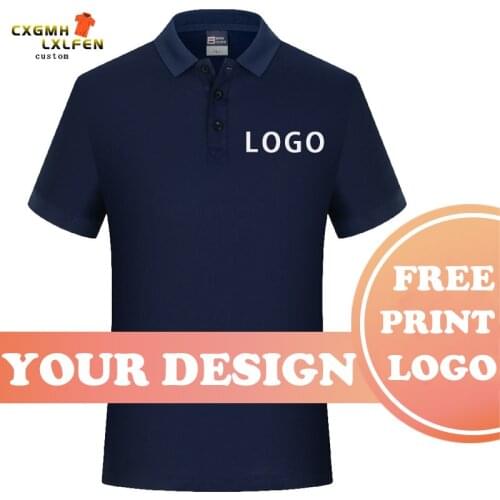 14 Colors Custom Logo Short-Sleeve POLO High-end Eco-friendly Cotton Embroidered Polo Shirt Print DIY Brand Text