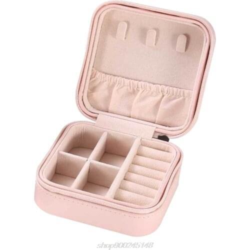 Protable Earrings Ring Necklace Jewellery Zipper Storage Case Gifts Travel Leather Jewelry Box Organizer Display A10 21 Dropship