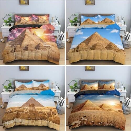 Ancient Egyptian Pyramids Duvet Cover Bedding Set Classical Architecture Quilt Cover King Queen Bedclothes 2/3PCS Home Decor