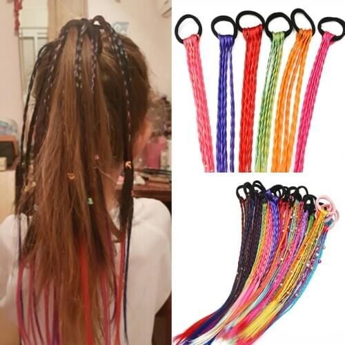 New Cute Girls Elastic Hair Rope Rubber Bands Braides Hair Accessories Wig Ponytail Hair Ring Kids Twist Braid Rope Hair Braider