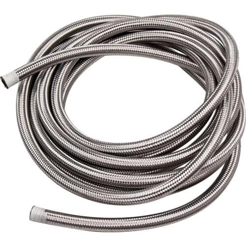 -8AN AN8 Stainless Steel Braided Fuel / Oil Line Hose AN8 20 Ft 6 Meters Silver