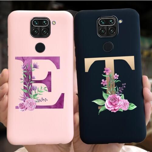 A to Z Custom Name Letter Monogram Case For Xiaomi Redmi Note 9 Jelly Silicone Back Cover For Xiaomi Redmi Note 9 9s Note9 Pro