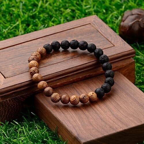 Unisex Natural Wood Bead Bracelet Matte Stone Carved Scripture Stone Bead Bracelet Jewelry Gift 2021 Valentines Day Jewelry